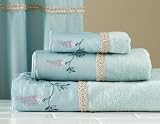 Wisteria Blue/Aqua Floral Bathroom 3-pc. Towel Set by Winston Brands