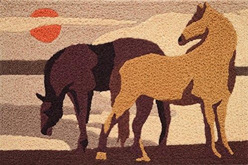 Jellybean Indoor Outdoor Area Accent Rug Pasture Sunset Horses