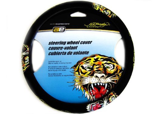 Microfiber Faux Suede Steering Wheel Cover - Ed Hardy by Christian Audigier Tiger Tattoo Design