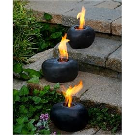 Black Fire Rock Torches with Gel Fuel (set of 3) by 