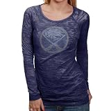 NHL Touch by Alyssa Milano Buffalo Sabres Ladies Gray Sheer Crystal Premium Long Sleeve T-shirt (Medium)