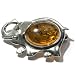 Sterling Silver Honey Amber Elephant Pin