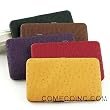 Ostrich Finish Flat Wallet w/Checkbook Holder Clutch