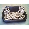 Zippy Faux Leather Sofa Pet Dog Bed - Large - Brown/Leopard