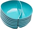 Zak! Designs Moso Divided Bowl, 100% Natural Materials and BPA-free, 7.5", Azure, Set of 6