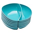 Zak! Designs Moso Divided Bowl, 100% Natural Materials and BPA-free, 7.5", Azure, Set of 6