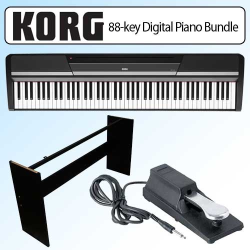 Korg SP170BK 88-key Digital Slab Piano With Speakers Black Bundle