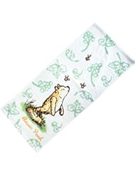 Toy: Japan Disney Official Winnie the Pooh - "Dreamy Bear and Honey Bees " Soft Face Hand Long Big Towel White Blue Orange Soothing Cotton Cleaning Wash Bath Marathon Floral Handkerchief Cloth - Marushin