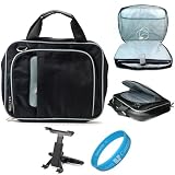 Black Durable Pinn Messenger Carrying Bag with Removable Shoulder Strap for ASUS Transformer Prime Android 10.1-inch Tablet + Headrest Tablet Mount + SumacLife TM Wisdom*Courage Wristband