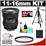 Tokina 11-16mm f/2.8 AT-X Pro DX Zoom Digital Lens + with UV Multi-coated Filter + Tripod + Accessory Kit for Nikon D3s, D3x, D700, D90, D300s & D7000 Digital SLR Cameras
