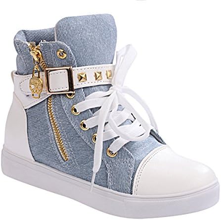 Lifeng Womens Canvas Lace-up Zipper Increat Confortable Sports Shoes(6 B(M) US, LightBlue)