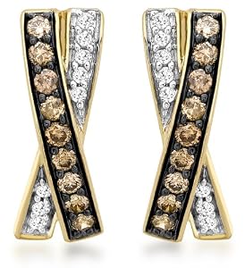 Boucles d'oreille - Femme - Or jaune (9 cts) 1.5 Gr - Diamant