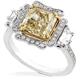 One of a Kind IGI Certified Fancy Deep Yellow Radiant Cut Diamond 3.82ctw Ring in 18k Gold