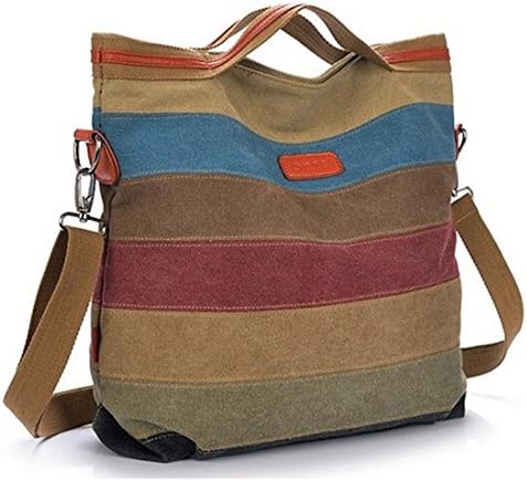 Fashionhop Leisure Canvas Top Handle Cross Body Bag Tote Handbags for Women (14.2*4.7*14.6)