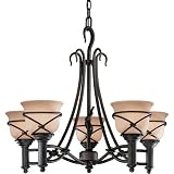 Aspen II Collection 5-Light 28 Bronze Chandelier with Rustic Scavo Glass 975-1-138