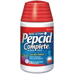Pepcid Complete Acid Reducer + Antacid with Dual Action, Berry Blend, 50-Count Chewable Tablets