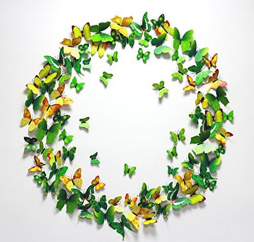 LongXin 3D Orange Green Butterfly Removable Beautiful Attractive Wall Stickers For Home Decor(Orange green)