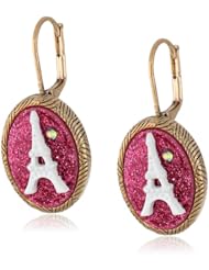Betsey Johnson "Paris is Always a Good Idea" Oval Eiffel Tower Drop Earrings