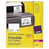 (Price/BX)Durable ID Labels, Laser, Permanent, 2x2-5/8, White
