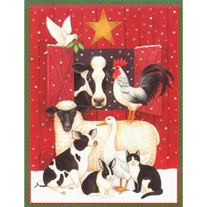 Folk Art Barnyard Animals Boxed Christmas Cards