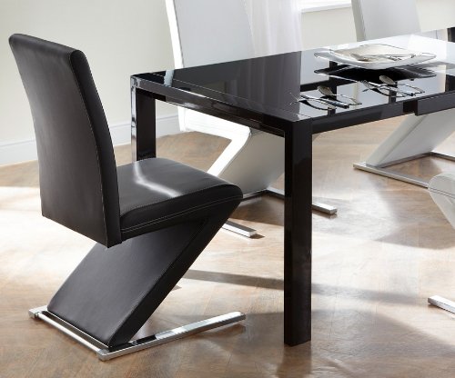 Freischwinger Dandy Schwarz Napalon Leder Chrom Esszimmerstuhl