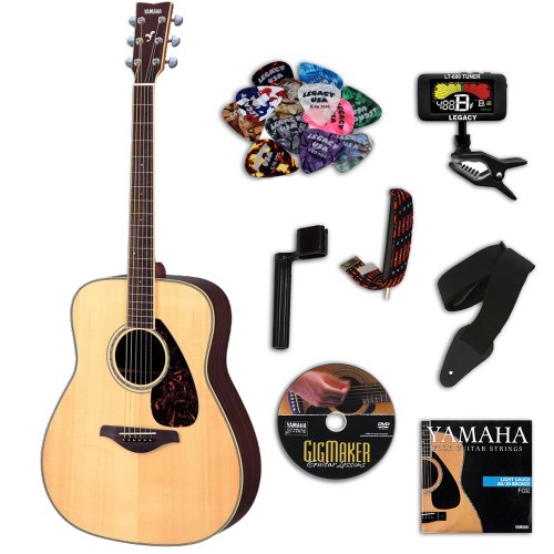 Yamaha FG730S Folk Acoustic Guitar BUNDLE w/ Legacy Accessory Kit(Tuner,Picks,DVD,Capo & Much More) On Sale