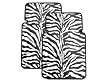 Set of 2 Universal-Fit Safari Animal Print Front Rubber Floor Mats - Zebra Black and White