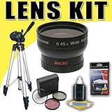 DavisMAX 0.45X Wide Angle Lens with 3 Piece Filter Kit and Tripod Bundle fo ....