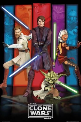 1art1 54613 Clone Wars - Anakin, Obi Wan, Ahsoka, Yoda, Laserschwerter Poster, 91 x 61 cm Preisvergleich