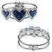 Embolden Jewelry Best Gift for a Girlfriend - Silver and Blue Green Abalone Paua Shell Heart Crystal Bangle Cuff Bracelet