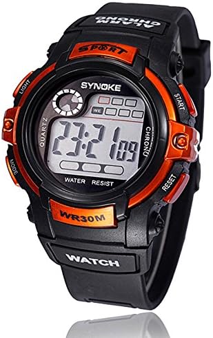 {Factory Direct Sale} Digital Glow Acrylic LED Alarm Luminous Waterproof Sports Watch for Men Boy Unisex (Orange)