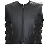 NEW BIKER MOTORCYCLE LEATHER VEST STYLISH BLACK