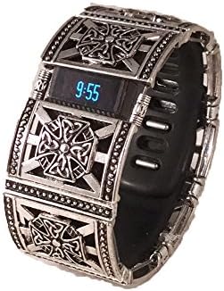 FitBit Charge Cover and FitBit Charge HR Bracelet: Antique Silver Celtic Cross with Window, 8"