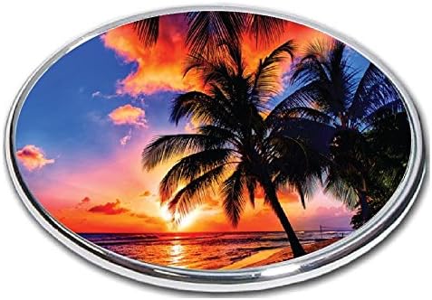 Beautiful Beach Sunset Trailer Hitch Cover - 2" Hitch Receiver - 3/8 Inch Thick High Grade Aluminum - Size Measures 4" X 6"