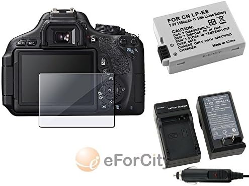 For Canon Digital Rebel T3i Screen Protector Film+LP-E8 Battery+AC+Car Charger