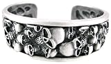Solid Pewter Skull Pile Graveyard Cuff Bracelet