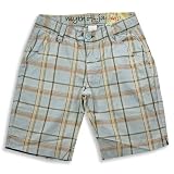 Jade - Girls Low Rise Woven Plaid Bermuda Short, Blue, Beige, Green