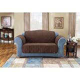 Sure Fit Chocolate Quilted Suede Loveseat Protector