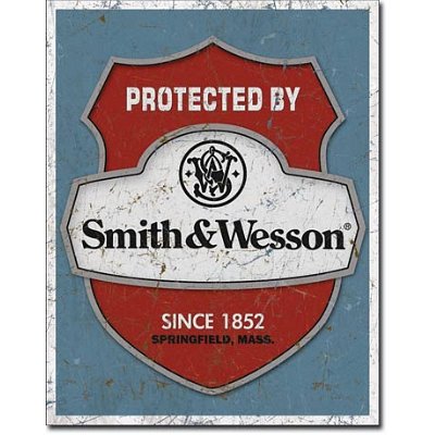 Smith & Wesson - Protected By Tin Sign 12.5
