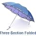 Paradise 386E Heart's Word Of Flowers Umbrella, Three-Section Folded Anti-UV Sun Umbrella