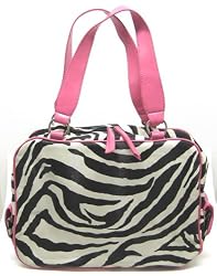 Zebra Print Laptop Bag Carry Case Pink Trim Side Pockets
