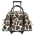 Giraffe Print Rolling Computer Bag - Brown/ White