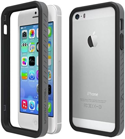 Tech Armor EdgeProtect Grip Scratch-Resistant Bumper Case for iPhone 5S / 5 (Black/Slate) Lifetime Warranty