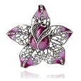 Sterling Silver Marcasite Enamel Flower Pin