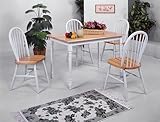 5 Piece Dining Furniture Set with 4 Chairs and Table in Natural & White