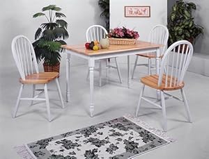 5 Piece Dining Furniture Set With 4 Chairs And Table In Natural & White