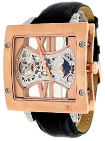 Adee Kaye #AK6019-MRG Men's 50 x 50 mm Rose Gold Tone Mechanical Skeleton Sun Moon Watch