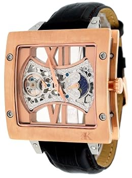 Adee Kaye #AK6019-MRG Men's 50 x 50 mm Rose Gold Tone Mechanical Skeleton Sun Moon Watch