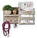 Spiretro Wall Mount Entryway Mail Envelope Organizer, Key Holder Hooks, Leash Hanging, Coat Rack, Letter & Newspaper Storage, Ornament Home Decorative Floating Shelf, Country Rustic Torched Wood-Grey