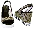 Coach Sydney Signature Khaki Wedges Sandals Shoes New